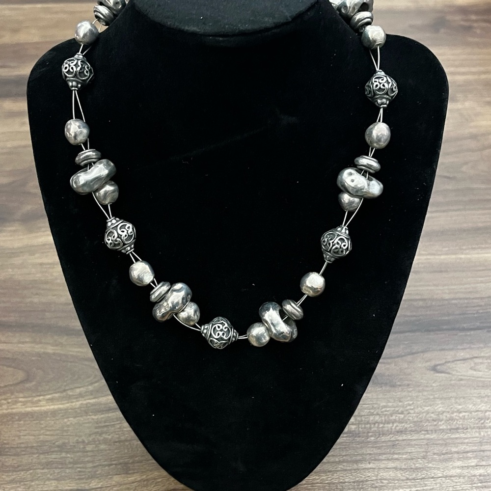 Elegant Silver Beaded Necklace